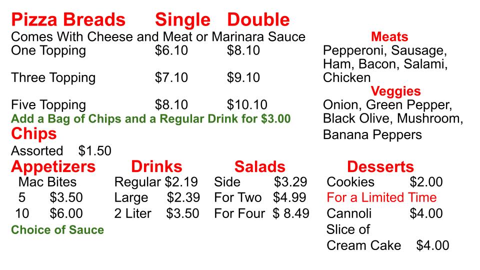 The Original Spaghetti & Sub House Menu image 3